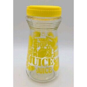 Vintage Anchor Hocking Juice Jar Jug Yellow Flip Top Lid LEMON Design 24oz USA